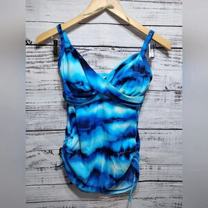 Trimshaper by Miraclesuit‎ Tie Dye Blue Top Only Swimwear size 6
